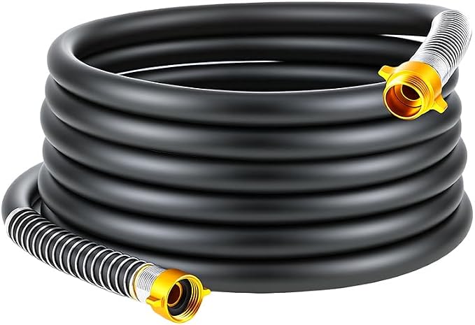 Garden Hose 5/8" x 25ft 4-Layer Heavy Duty Hose with 800 PSI Burst Pressure – Kink Resistant Flexible All-Weather Outdoor Hose for Yard Car Wash Pets Black