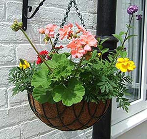 MTB Supply 4 Pack 14 Inch Garden Hanging Baskets Vintage Geo with Coco-Liner for Home Balcony Patio Decoration Outdoor Hanging Planter