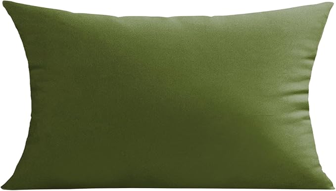 VAKADO 12x20 Outdoor Waterproof Throw Pillow Covers Set of 2 Decorative Outside Patio Furniture Cushion Cases Decor for Garden Bench Porch Couch Tent,Army Green