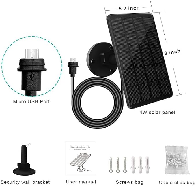 Solar Panel for Blink Camera, 4W Solar Panel Compatible with Blink Outdoor 3 (3rd Gen), XT XT2 Camera, Solar Charger for Camera with Adjustable Mount, 13.12ft Charge Cable, IP65 Waterproof, 2 Pack