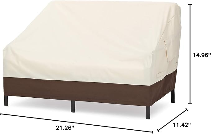 Amazon Basics 2-Seater Outdoor Couch and Patio Furniture Cover, Waterproof Lounge Sofa Cover, UV Resistant, Click-Close Straps, 38" x 54" x 29", Beige/Tan