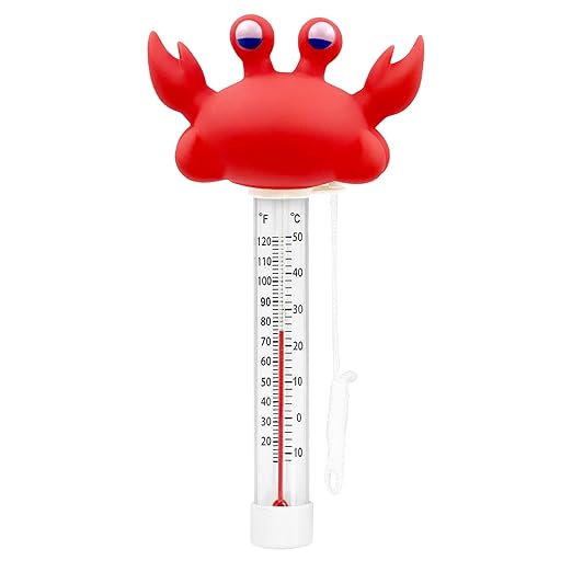 XY-WQ 2 Pack Floating Pool Thermometer, Large Size Easy Read for Water Temperature with String for Outdoor and Indoor Swimming Pools and Spas (Crocodile & Crab)
