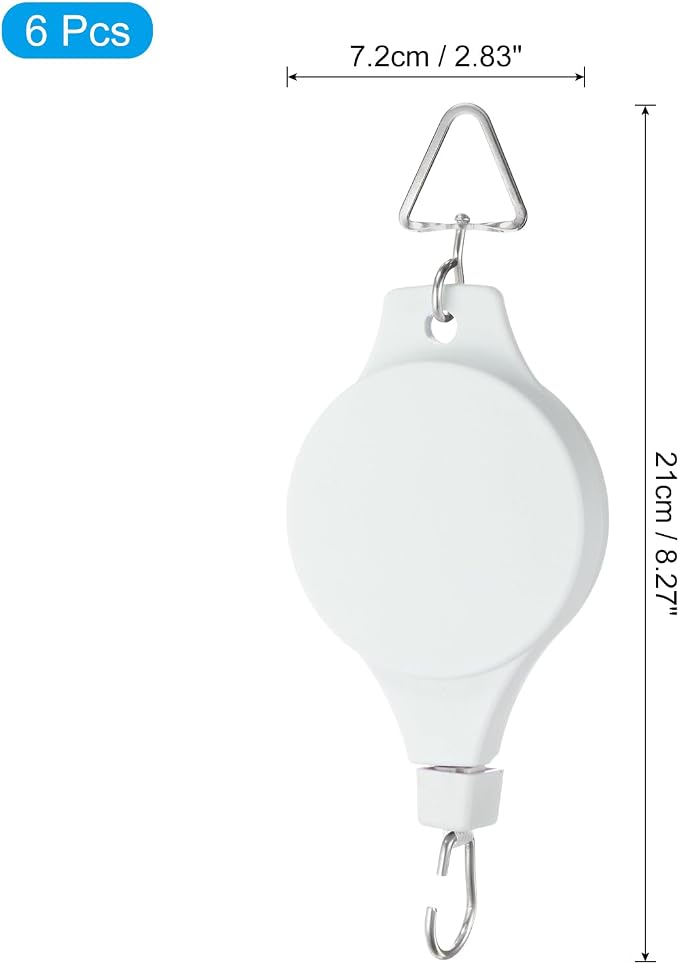 PATIKIL Plant Hanger, 6 Pcs Pulley Retractable Triangle Hanging Flower Basket Hook Indoor and Outdoor Plant Pots Holder, for Planters, Flower Basket, Wind Chimes, Bird Feeders, White