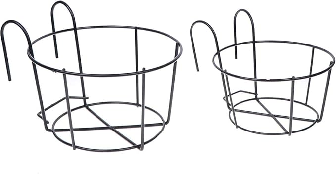 4 Pack Hanging Planters for Railings Rail Planter Hanging Baskets Flower Pot Holders Iron Plant Racks Metal Fence Planter Potted Stand Mounted Balcony Plant Baskets Container,Garden Steel Pots
