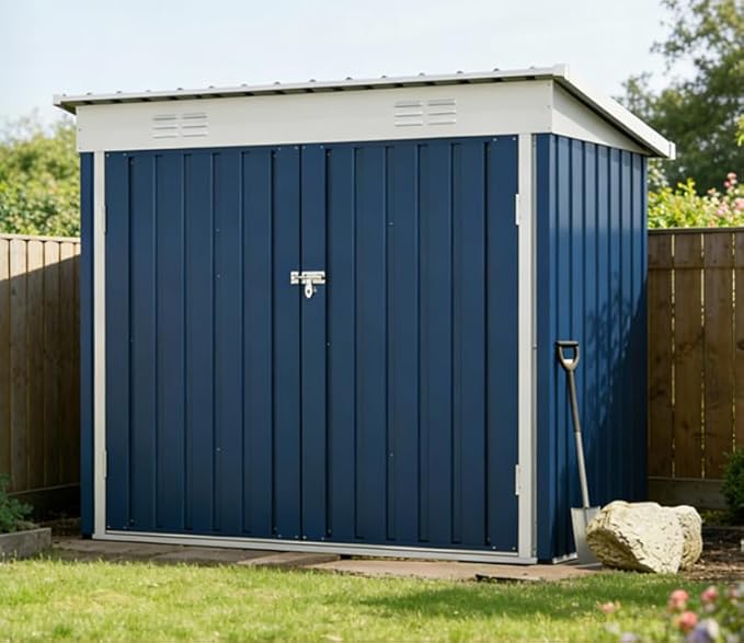 6x3FT Metal Storage Shed, Trash Can Storage Box with Lift-Up Lid & Double Doors, Outdoor Storage Shed with Galvanized Steel Trash Bin Enclosure for Yard, Patio, Lawn, Weatherproof
