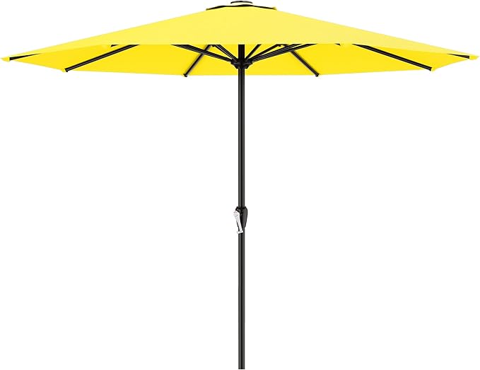 AreShark 12 FT Patio Umbrella for Outdoor, Outdoor Table Umbrella with Push Button Tilt and Crank, Outdoor Patio Umbrellas with 8 Sturdy Ribs, Patio Umbrellas for Market, Garden, Pool (Yellow)