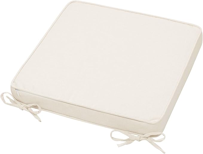 Magpie Fabrics Square Corner Seat Cushion, 18" x 18" x 2.5", 2 Pack, Indoor/Outdoor Waterproof Weather Resistant Universal Chair Pads for Patio Garden Dining - Cream Beige