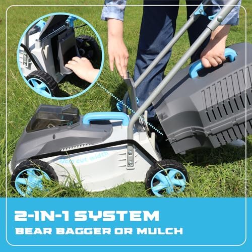 RB 40V 13-Inch Brushless Cordless Lawn Mower with Fast Charger & 2 × 4.0Ah Lithium Battery