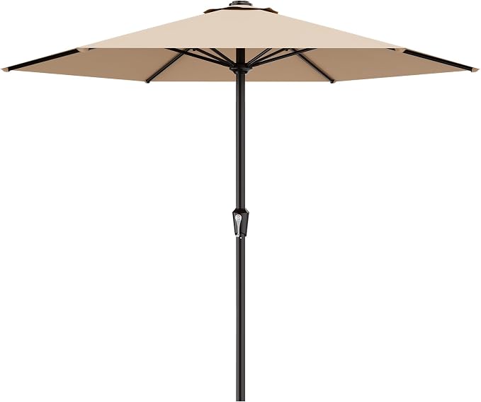 AreShark 11 FT Patio Umbrella for Outdoor, Outdoor Table Umbrella with Push Button Tilt and Crank, Outdoor Patio Umbrellas with 6 Sturdy Ribs, Patio Umbrellas for Market, Garden, Pool (Beige)