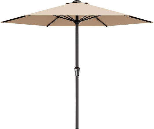AreShark 11 FT Patio Umbrella for Outdoor, Outdoor Table Umbrella with Push Button Tilt and Crank, Outdoor Patio Umbrellas with 6 Sturdy Ribs, Patio Umbrellas for Market, Garden, Pool (Beige)