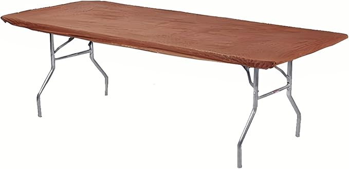 Kwik-Covers 6' Rectangle Plastic Table Covers 30" x 72", Bundle of 5 (Brown)