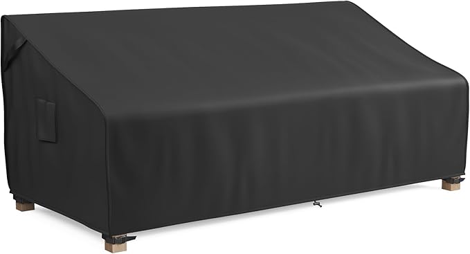 MR.COVER 3-Seater Outdoor Couch Cover Waterproof, Patio Furniture Cover for Sofa, Heavy Duty Outdoor Sofa Covers, Polyester & Double-Stitched Seams, Fits up to 81" W x 42" D x 35" H, Classic Black