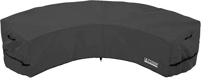 ULTCOVER Patio Curved Sofa Cover Waterproof for 5-7 Seater Outdoor Sectional Furniture Couch 190"(Back Arc Length) / 126"(Front Arc Length) x 32"(Deep), Black