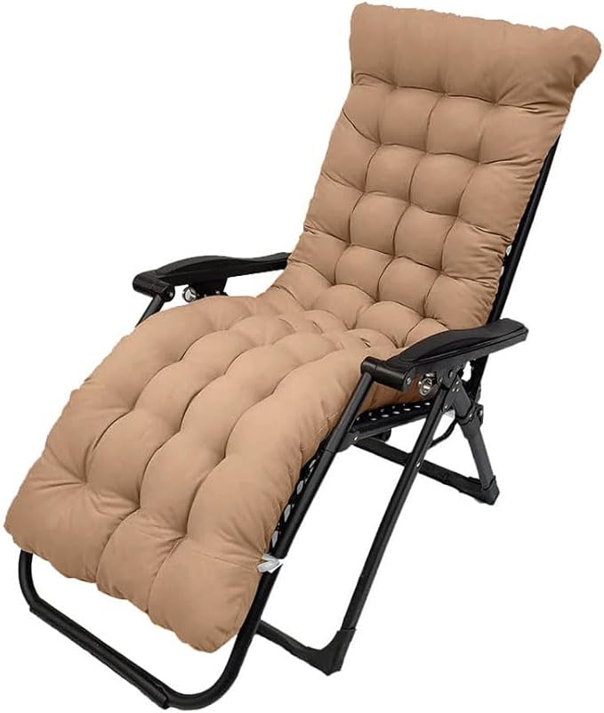 Patio Chaise Lounger Cushion,61in Lounge Chair Recliners Chair Cushions,Thicker Padded Chaise Lounger Swing Bench Cushion for Outdoor Indoor Home Office (Khaki)