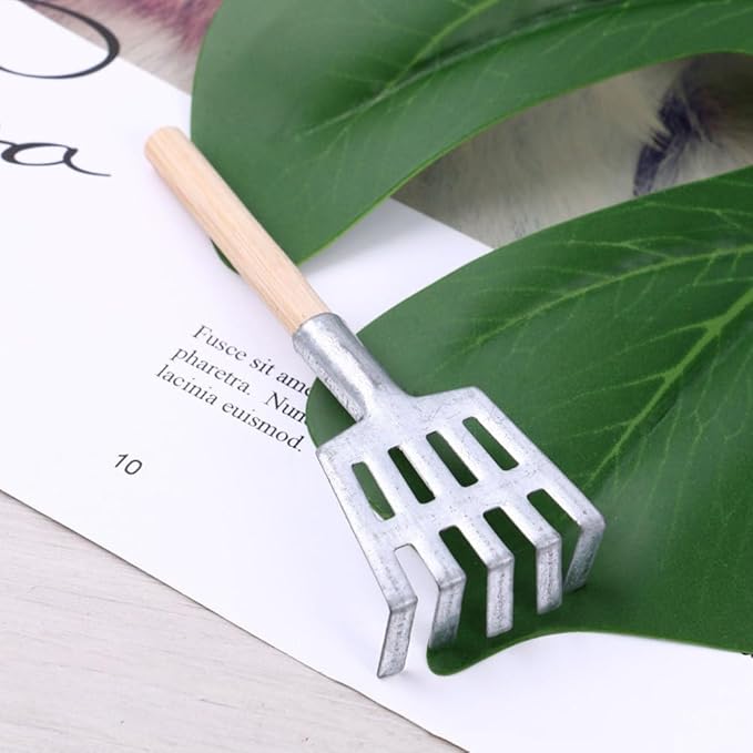 Complete Set of 5 Miniature Gardening Tools for Outdoor and Terrarium Plants – Mini Hand Shovels - Rake - Planting Shovel Iron Child Flowers – for Bonsai Tree Garden and