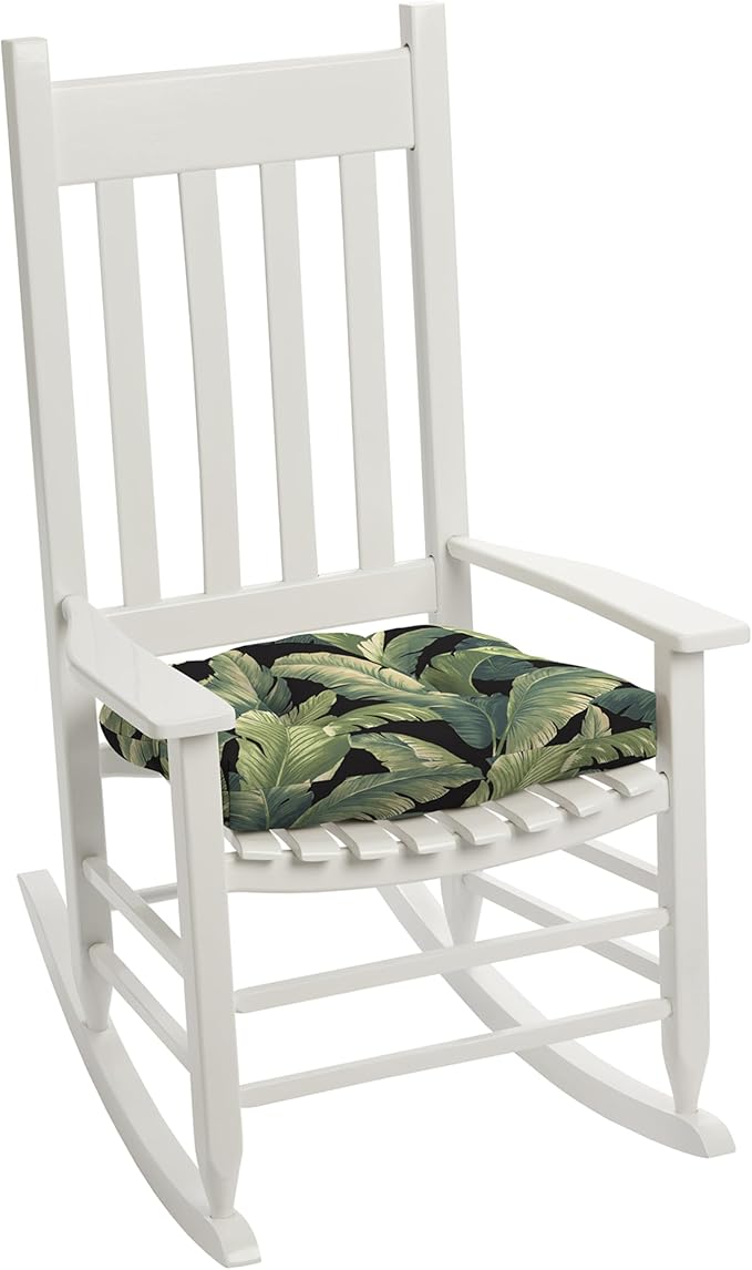 Arden Indoor/Outdoor Rocking Chair Or Wicker Chair Cushion, 2-Pack, 20 x 18, Water Repellent, Rain Proof, Fade Resistant Cushion for Rocking Or Rounded Back Chair Onyx Cebu