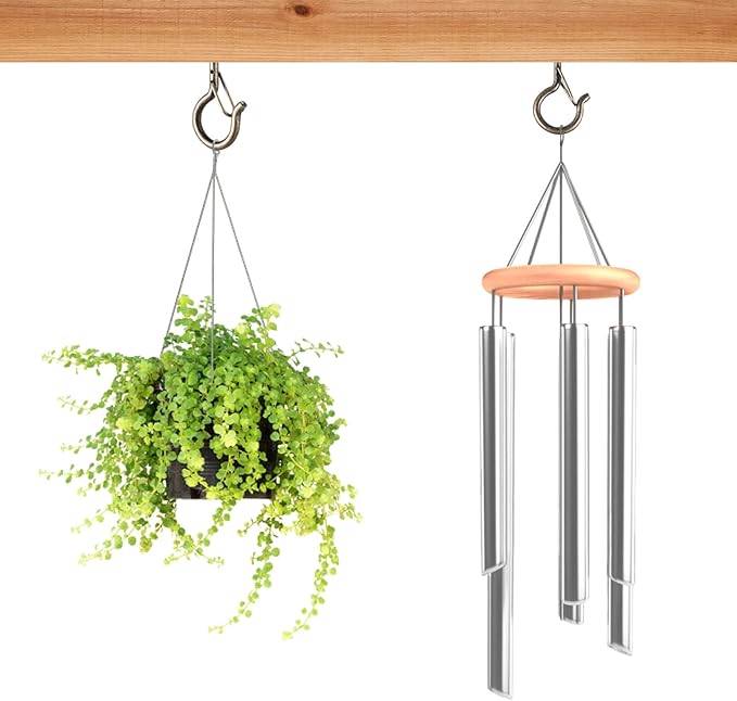 100 Pcs Screw-in Hooks for Outdoor String Lights, Q Hangers Hooks for Outside, Swivel Hanging Basket Patio Hook with Safe Buckle, Screw in Plant Eye Hook for Wall Ceiling with 1 Wing Nut Driver,Copper