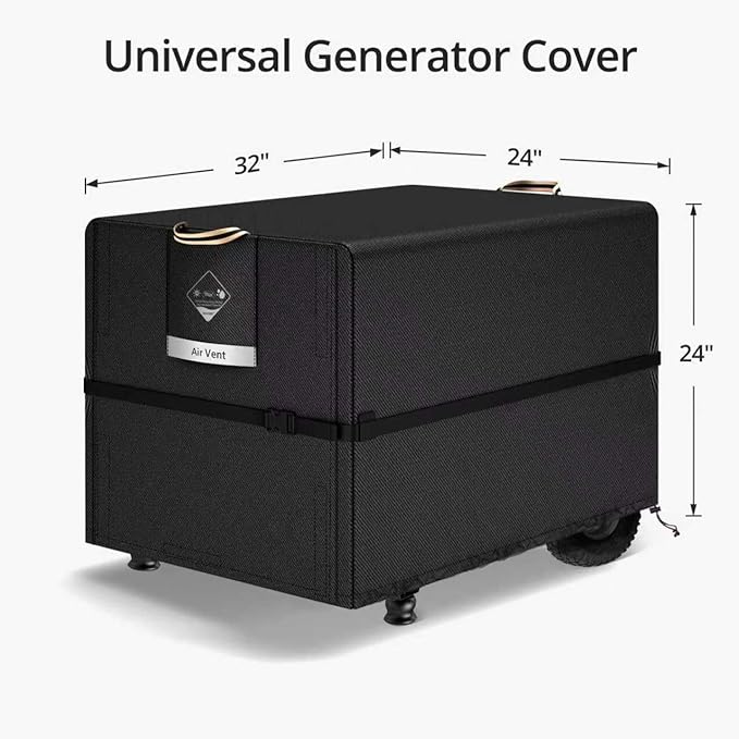 QH.HOME Waterproof Generator Cover 32x24x24 inch ,900D Heavy Duty Oxford with Secure Windproof Buckle- for Most Generators 5000-10000 Watt, Black