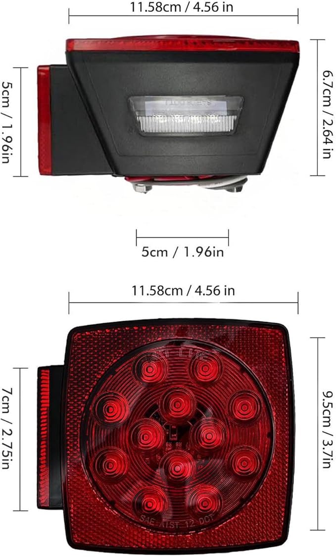 fouwick LED Tail Trailer Light Waterproof for Trucks, Trailers, Tractors, Semi-Trailer, Dump Truck, Bus, Boat (Light Only)