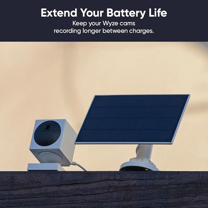 Solar Panel for WYZE Camera, Works with Wyze Battery Cam Pro/Cam Outdoor v1/v2, Continuous Power with 2.5W 5V Charging, Weather Resistant, Easy Install - 1 Pack