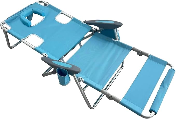 Ostrich the Backpack 3N1 Portable Chair with Cooler Bag and Reclining Lounger for Tanning, Camping, Beach, and Outdoor Essential, Light Blue