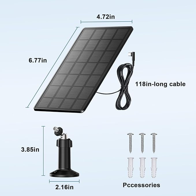 Solar Panel for Automatic Chicken Coop Door – 360° Rotating Max 500mA High-Efficiency Monocrystalline Solar Power Kit, IP65 Waterproof Charger with 10ft USB-C Cable for Most Chicken Coop Openers
