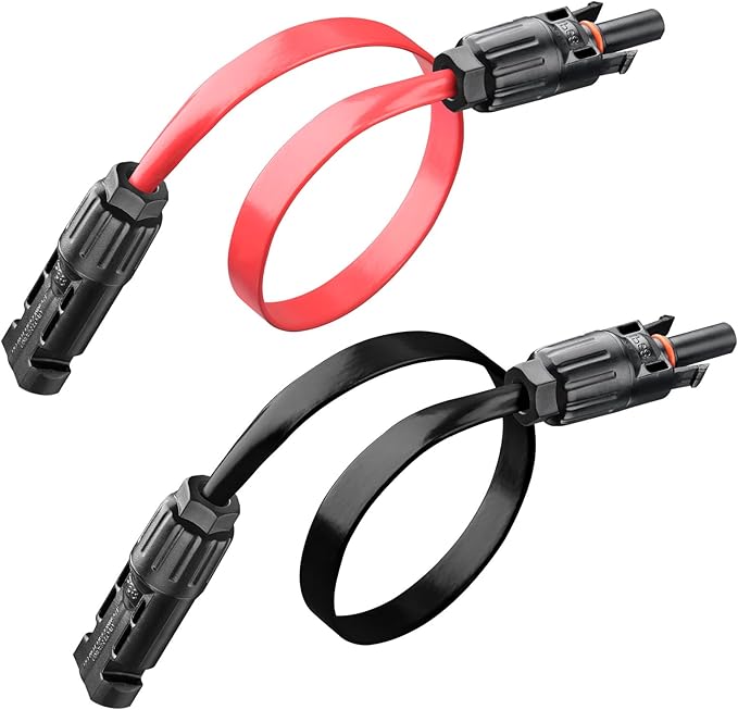 10AWG Super Flat Solar Cable Connector, 50A Photovoltaic Extension Cable Flat Feed Through Balcony Door and Window Solar Power Wire for Solar Panel RV Boats Household Energy System 1.3FT