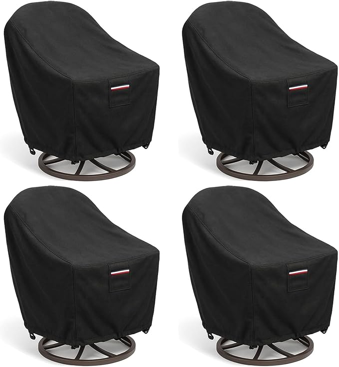 Outdoor Patio Chair Covers 4-Pack, Heavy Duty 600D Oxford Fabric, Weather Resistant Waterproof Furniture Protectors, 33x35x36 Inches, Black