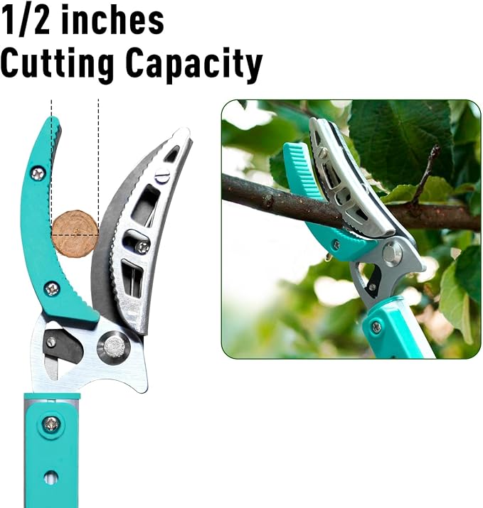 Altdorff Tree Pruner Extendable, Tree Trimmers Long Handle Pruner, Extra Length to 10ft, Telescopic Pole Pruner with Rotate Head, Smooth Clean Cut, Ideal For Removing High Branches and Fruit Picking