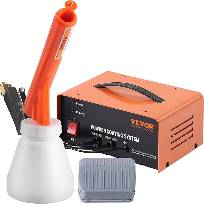 VEVOR Powder Coating System, 50KV Electrostatic Output Powder Coating Kit with Foot Switch, Spray Gun, Nozzles and Powder Cups, Powder Coating Equipment for Home DIY and Commercial Production