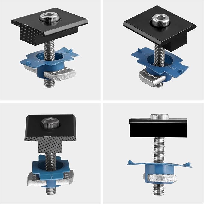 Anbte 10pcs Solar Panels Mid Clamps for Unistrut, Aluminium Solar Panel Brackets 30mm/35mm, Mounting Kit for Metal Roof, Tin Roof, Flat Roof, Sheet Roof, Black