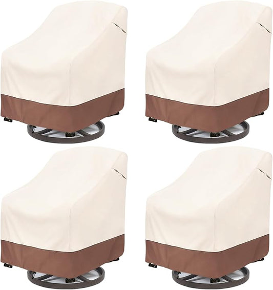 Patio Swivel Chair Cover 4 Pack,Waterproof Heavy Duty Outdoor Chair Covers,Outdoor Swivel Chair Cover for Patio Furniture Covers(30 W x 34 D x 38.5 H inches),Beige & Brown
