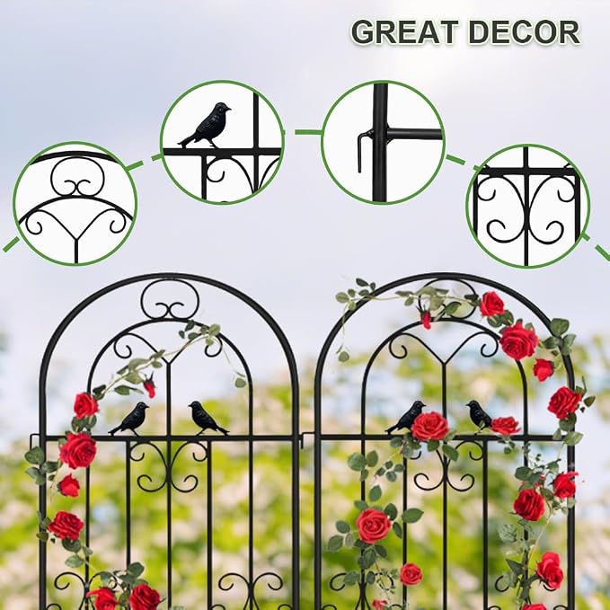 2 Pack 86.7" H x 19.7" W Metal Garden Trellis for Climbing Plants Outdoor, Black Lattice Panel, Sturdy Plant Support for Roses, Vines, Cucumbers & Vegetables