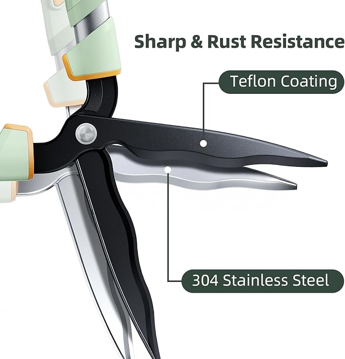PrunePro Extendable Hedge Shears (27"-35") Wavy Stainless Steel Blades | Teflon Coated for Smooth Cuts | Lightweight Adjustable Garden Clippers for High Hedges & Bushes
