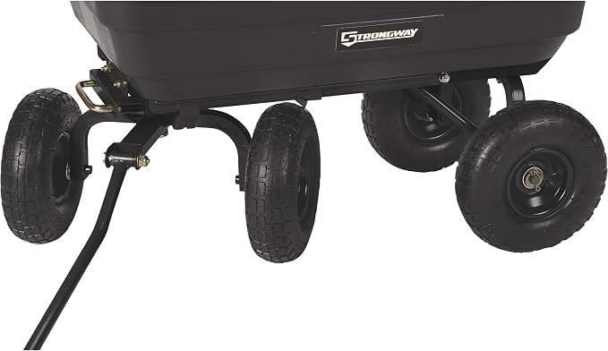 Strongway Poly Garden Dump Cart with Quick Release Mechanism, 600 Pound Capacity Yard Cart with 10 Inch Tires, Dipped Grip Handle, Pivot Steering
