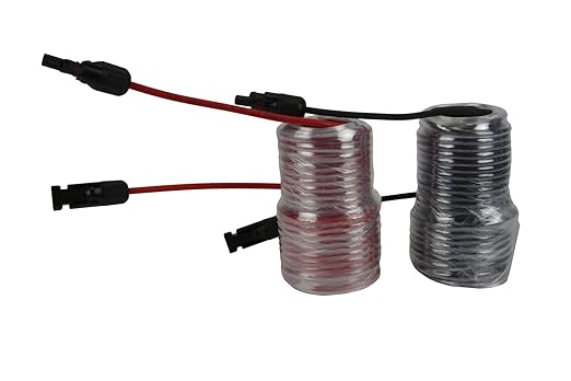 TEMCo Solar Panel Extension Cable 10 AWG 60 Ft Red + 60 Ft Black w/Staubli MC4 Connectors