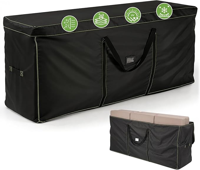 GARPROVM Extra Large Patio Cushion Storage Bag, 68"x20"x30" Outdoor Furniture Cushion Storage with Carry Handles, 420D Oxford Fabric Waterproof Storage Bag for Garden Cushions Christmas Tree