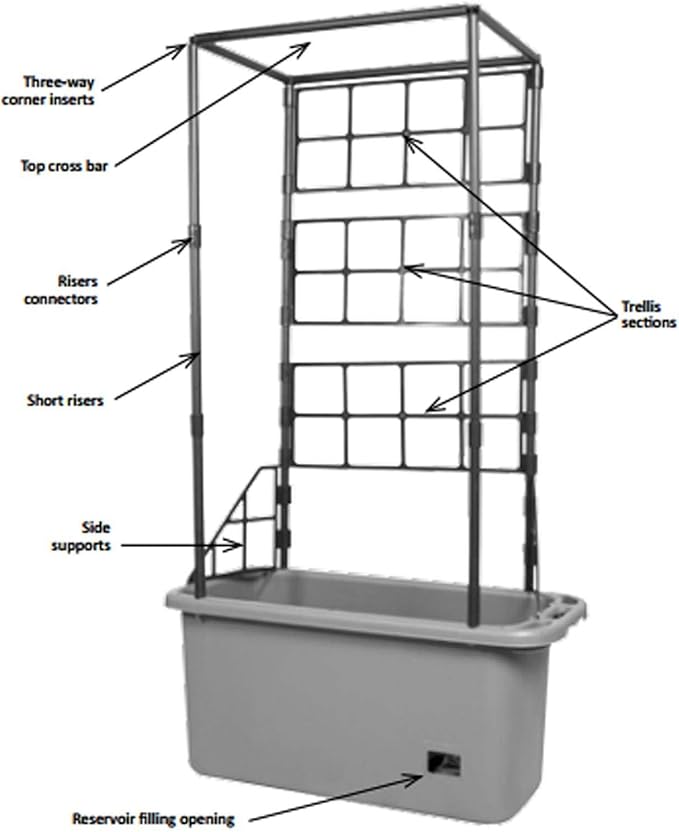 Hydrofarm GCTR 10 Gal Tomato Garden Planting Grow System with 4 Foot Trellis Tower on Wheels for Indoor/Outdoor Climbing Vines, Flowers, and Gardens