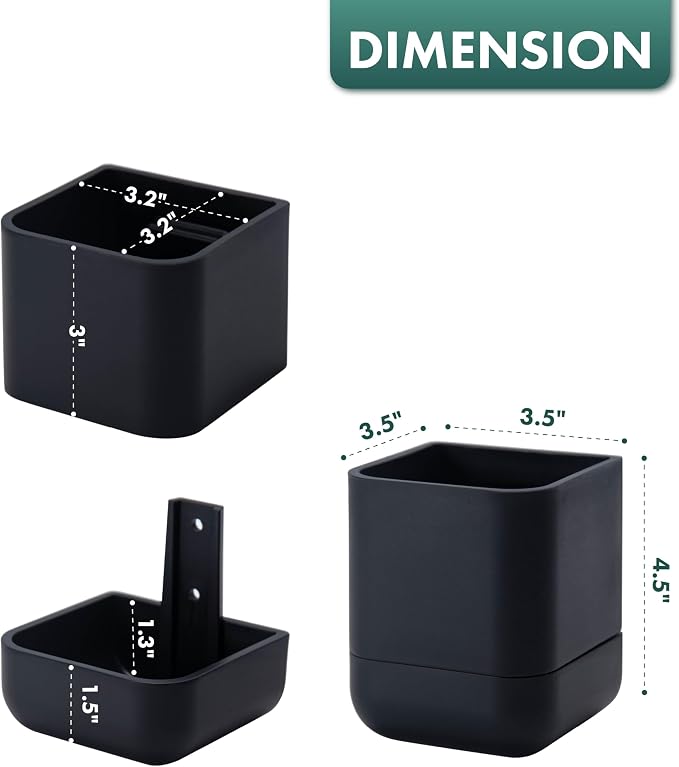 Phoenix Vine 3.5 Inch Wall Mounted Self-Watering Planter Pot for Indoor Houseplants and Herbs | Hanging Planter for Window Sills, Bathroom Walls, Home & Office Décor, Black, Set of 6, 01-A-E-6