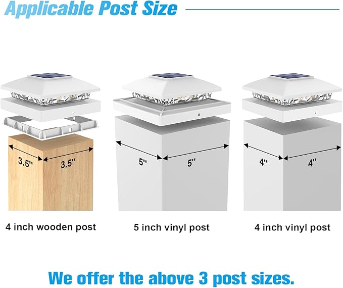 VOLISUN 4x4 Solar Cap Lights 16-Pack, Outdoor Waterproof for Wooden/Vinyl Posts, White Deck Lights Solar Powered, Warm White for Garden/Patio/Porch