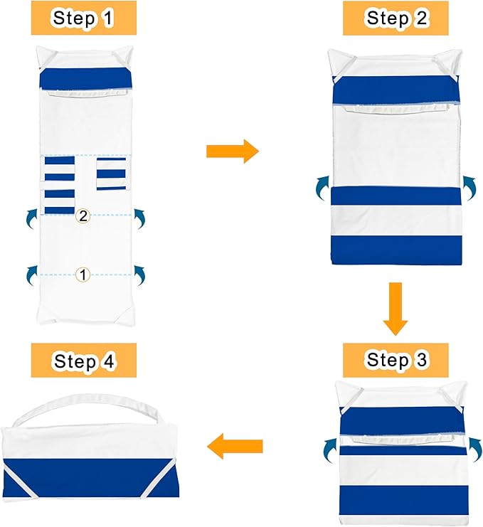 Lounge Chair Towel Cover, Chaise Lounge Cover (Pack of 2), Beach Chair Covers with 3 Pockets for Pool Sunbathing Beach Garden Courtyard Outdoor Trips, 85 x30 in, H Striped Dark Blue