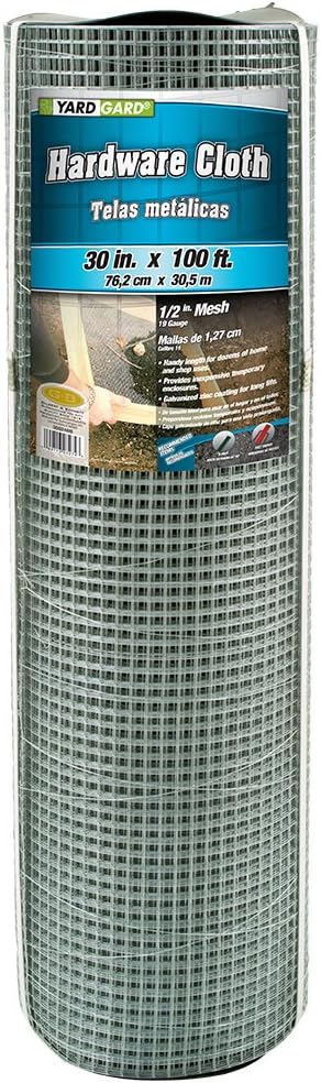 YARDGARD 1/2 Inch Mesh Welded Wire Fence, Hardware Cloth, 19 Gauge Galvanized Steel for Garden Protection, Cage Fencing, Chicken and Rabbit Barriers, and Crafts, 30 Inches x 100 Feet
