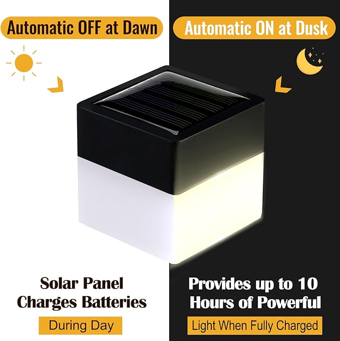 Tujoe Solar Post Cap Lights Fence Post Solar Lights 2in x 2in (5cm x 5cm)(Warm Yellow,30 Pack)