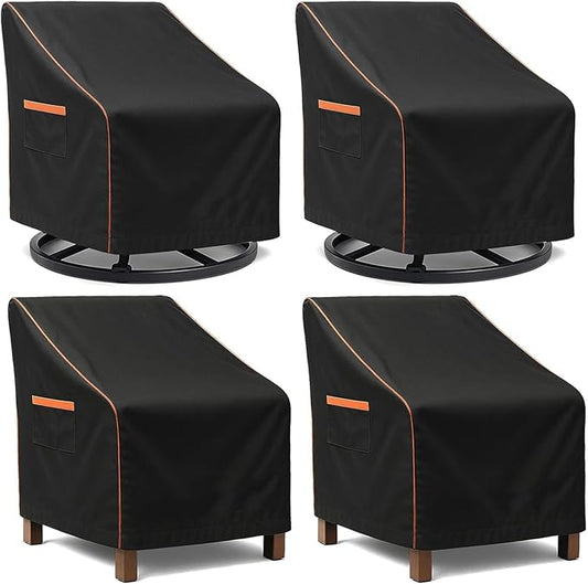 Waterproof Patio Chair Covers, Heavy Duty Oxford Coating Weather Resistant Outdoor Patio Furniture Covers 600D 30W x 34D x 36H inches 4-Pack, Black