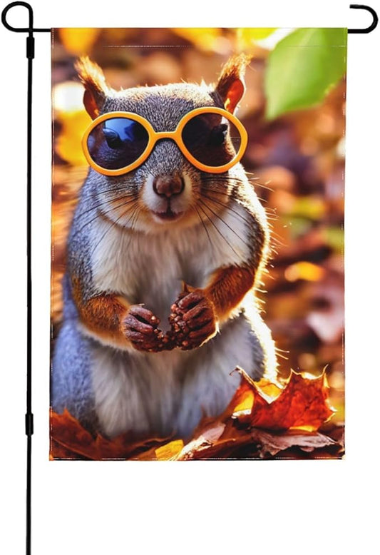 Delerain Cute Little Squirrel Garden Flag, 28 x 40 Inch Double Sided Design Weather Resistant Indoor & Outdoor Decoration Small Banner for Home Yard Lawn Patio Office