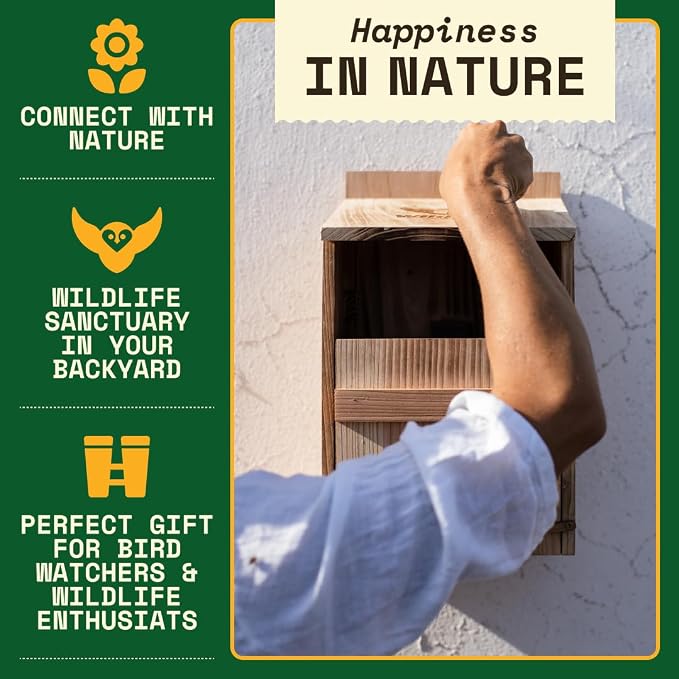 WildYard Cedar Barn Owl Nesting Box - Cedar Wood, Traditional - Preassembled & Easy-Hang Owl Box - Easy-Clean Front Access - Attracts Birds to Birdhouses Outdoors & Provides Outdoor Shelter