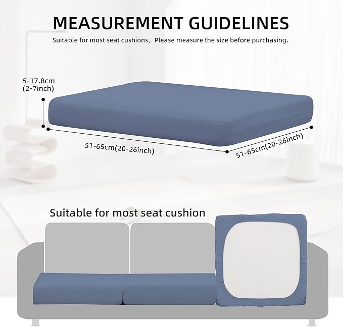 8Pcs Outdoor Cushion Covers, Patio Cushion Covers,Stretch Elastic Slipcovers, Replacement Washable & Reusable Furniture Protector for Patio Couch (Grey Blue,Cover Only)