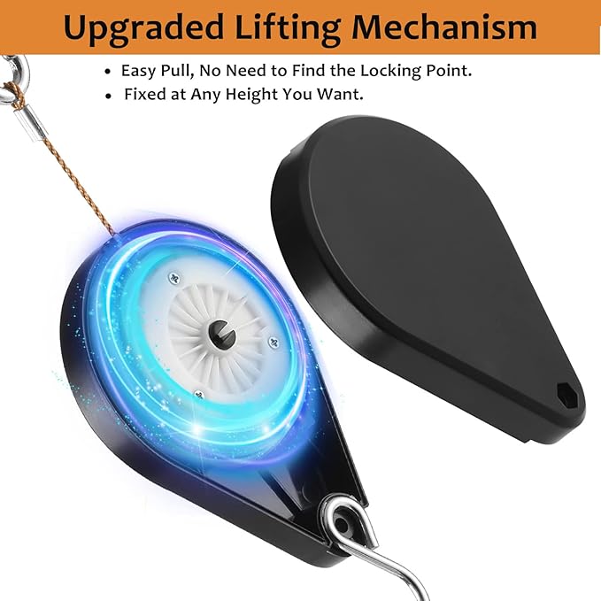 2026 Upgraded Retractable Plant Hanger,Plant Pulleys for Hanging Plants,Easy to Raise and Lower,Quick Lock,Heavy Duty, Adjustable Hook for Garden Baskets Pots,Birds Feeder,(6Pcs,Black)