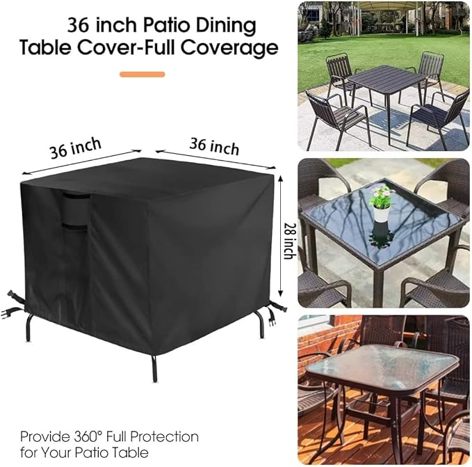 Outdoor Table Cover for Patio Bar Height Table,36 Inch Square Outdoor Bistro High Top Table Cover,Waterproof Patio Furniture Covers for Small Tall Table - 36 X 36 X 28 Inch