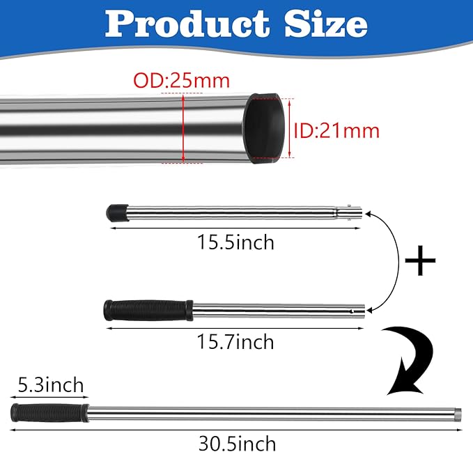 30-1/2 inch Pool Cover Tool,Stainless Steel Swimming Pool Rod,Pool Safety Cover Spring Tool Installation and Removal Tool for Anchors